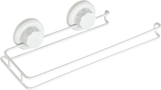 Main image of White, Includes Optional No Drill Adhesive Mount, SUS 304 Stainless Steel Tissue Roll Hanger, Wall Mount Metal Organizer for Bathroom & Kitchen, HASKO Suction Cup Paper Towel Holder