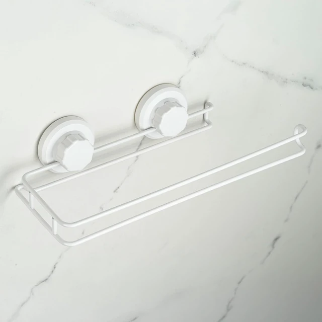 Alt view image 2 of 5 - White, Includes Optional No Drill Adhesive Mount, SUS 304 Stainless Steel Tissue Roll Hanger, Wall Mount Metal Organizer for Bathroom & Kitchen, HASKO Suction Cup Paper Towel Holder