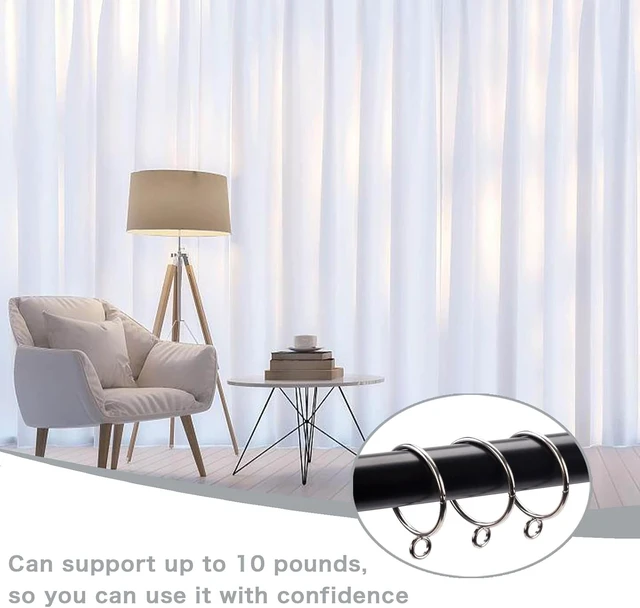 Alt view image 6 of 7 - Shower Curtain Rings 24pcs Silver, 1.5inch Heavy Duty Rustproof Metal Drapery Rings, Openable Curtain Rings with Eyelets