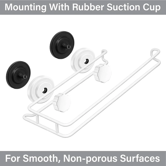 Alt view image 4 of 5 - White, Includes Optional No Drill Adhesive Mount, SUS 304 Stainless Steel Tissue Roll Hanger, Wall Mount Metal Organizer for Bathroom & Kitchen, HASKO Suction Cup Paper Towel Holder