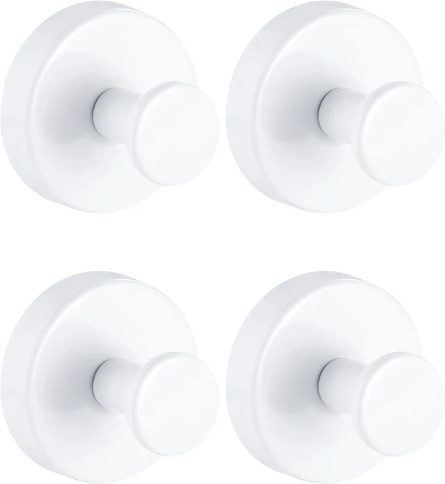 Main image of White), Waterproof Hooks Mounting on Glass Doors Tile Mirrors(4 Pack, Loofah, Robes, Kitchen to Hang Towels, Bathroom, Suction Cup Hooks No Drill Hooks Stainless Steel Hanging Hooks for Shower