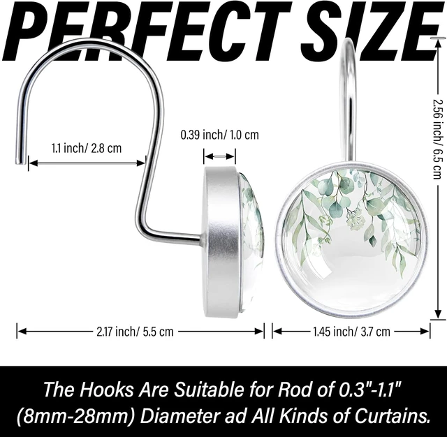Alt view image 3 of 6 - Boho Bathroom Decor, 12 Pcs Sage Green Eucalyptus Shower Curtain Hooks