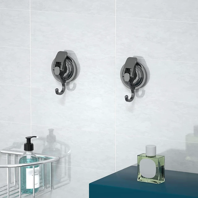 Alt view image 7 of 7 - 6 Pack, Gun Silver, Super Suction, Heavy Duty Vacuum Suction Cup Hooks