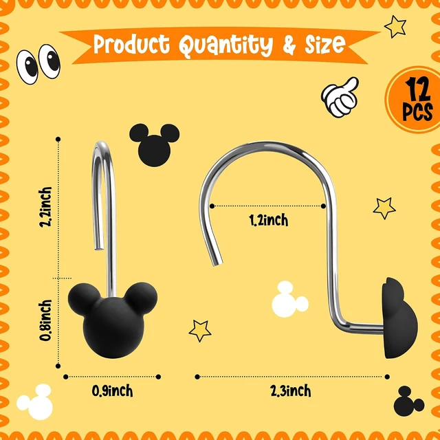 Alt view image 3 of 6 - 12Pcs Cute Mouse Shower Curtain Hook Decorative Ring for Bathroom