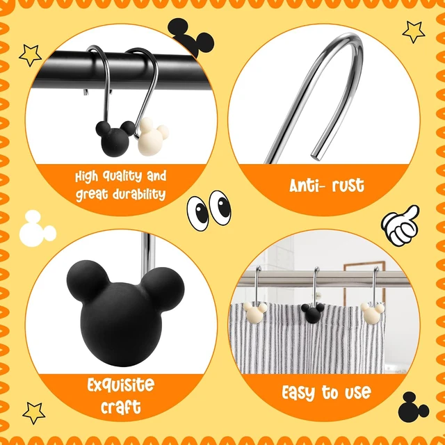 Alt view image 4 of 6 - 12Pcs Cute Mouse Shower Curtain Hook Decorative Ring for Bathroom