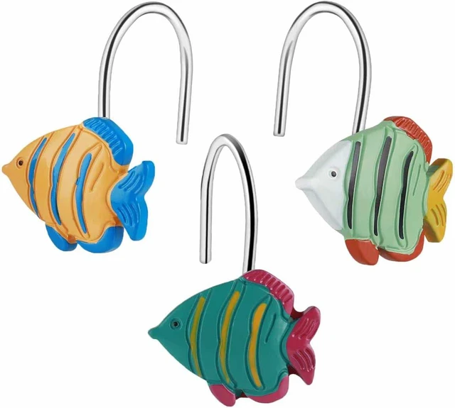 Main image of Decorative Shower Curtain Hooks -12PCS, Fish Shower Curtain Hooks