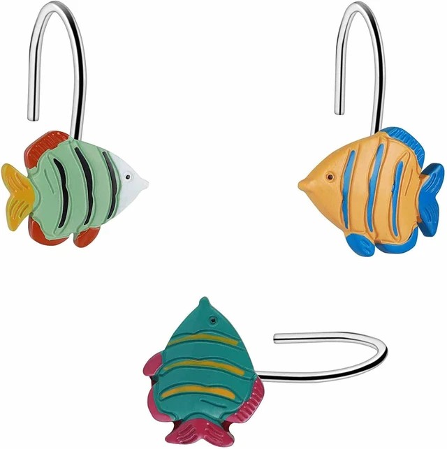 Alt view image 2 of 6 - Decorative Shower Curtain Hooks -12PCS, Fish Shower Curtain Hooks