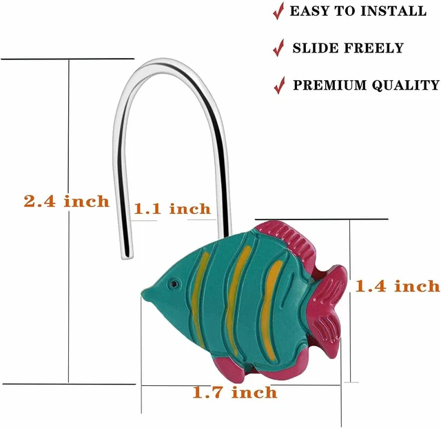 Alt view image 4 of 6 - Decorative Shower Curtain Hooks -12PCS, Fish Shower Curtain Hooks