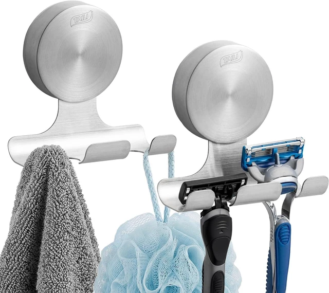 Main image of Silver, 2 Pack Heavy-Duty Suction Cup Razor Holder for Shower