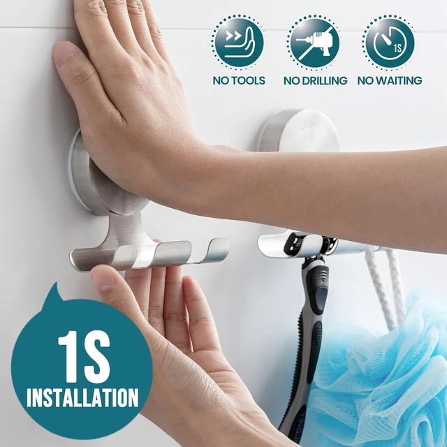 Alt view image 2 of 7 - Silver, 2 Pack Heavy-Duty Suction Cup Razor Holder for Shower