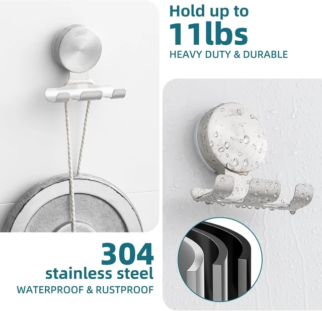 Alt view image 4 of 7 - Silver, 2 Pack Heavy-Duty Suction Cup Razor Holder for Shower