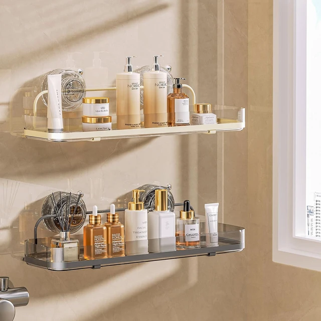 Alt view image 7 of 7 - Black, Removable Shelves for Inside the Shower, Wall Mounted No Drilling Bathroom Shower Organizers Storage Rack, Suction Cup Shower Caddy