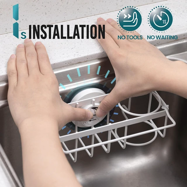 Alt view image 3 of 7 - 4-in-1 Sponge Holder for Kitchen Sink with Strong Suction Cup-White