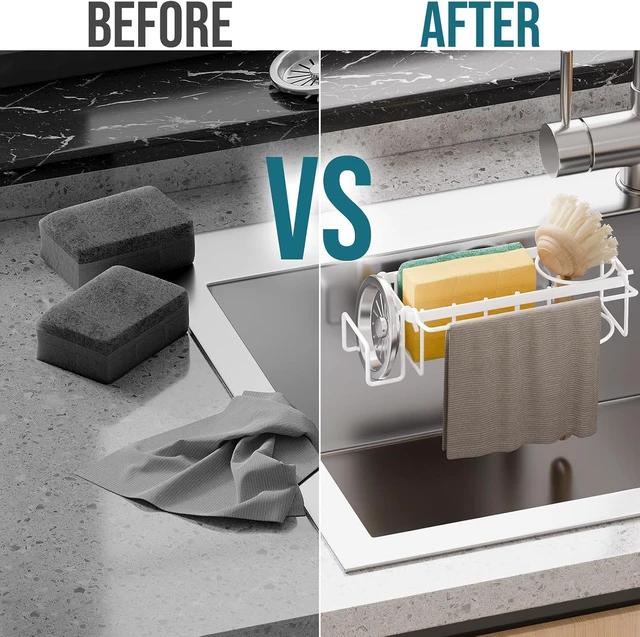 Alt view image 6 of 7 - 4-in-1 Sponge Holder for Kitchen Sink with Strong Suction Cup-White