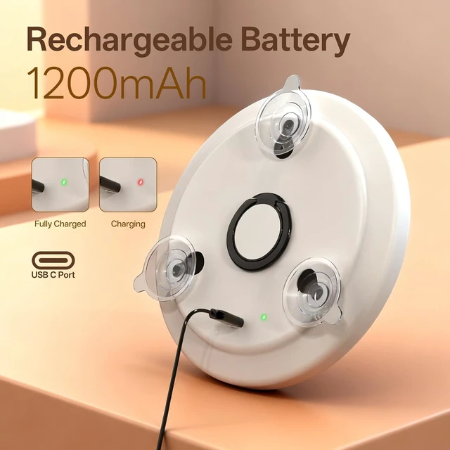 Alt view image 7 of 7 - Rechargeable, 3 Suction Cups, 40X Travel Magnifying Makeup Mirror with Lights