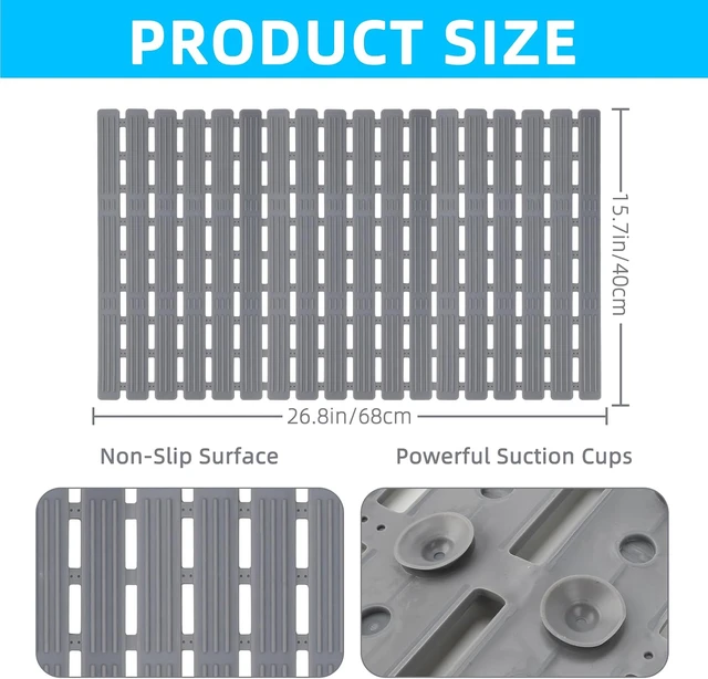 Alt view image 3 of 7 - Grey S, 26.8 x 15.7 in, Non-Slip Shower Pad, Dog Bath Mat for Tub