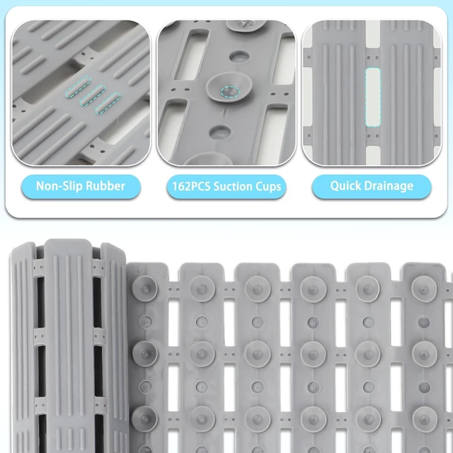 Alt view image 4 of 7 - Grey S, 26.8 x 15.7 in, Non-Slip Shower Pad, Dog Bath Mat for Tub