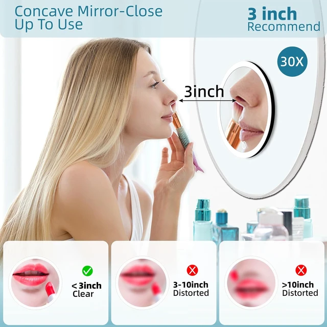 Alt view image 3 of 7 - 30X Magnified Mirror with 3 Suction Cups, 30X Magnifying Mirror with Lights