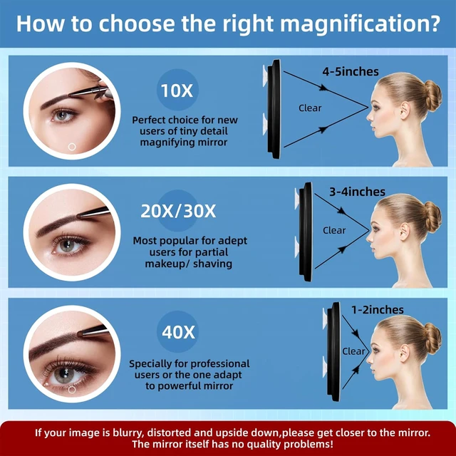 Alt view image 4 of 7 - 30X Magnified Mirror with 3 Suction Cups, 30X Magnifying Mirror with Lights