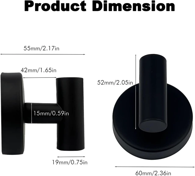 Alt view image 2 of 5 - 6 Pack Matte Black Removable Suction Cup Hooks for Shower SUS304