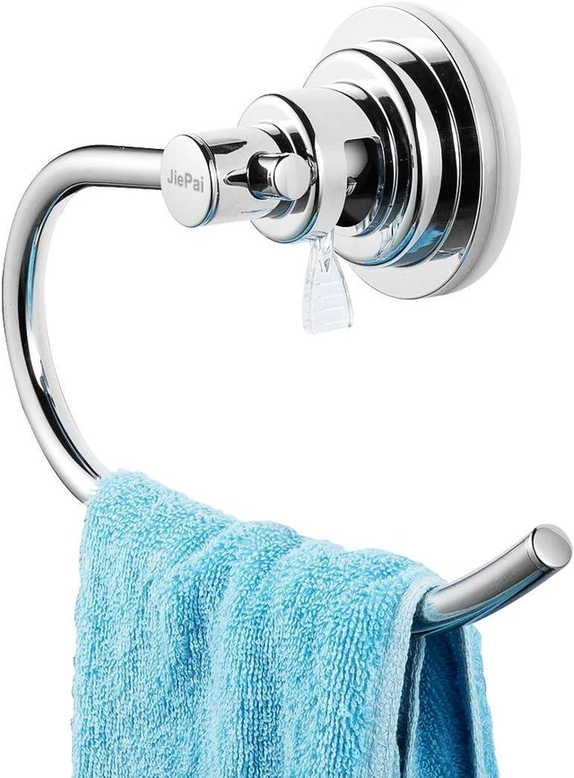 Main image of Chrome, Bath Shower Towel Ring, Vacuum Suction Cup Towel Holder