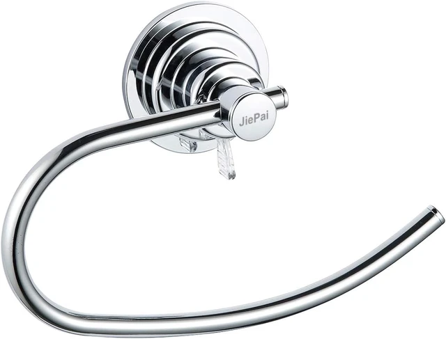 Alt view image 2 of 7 - Chrome, Bath Shower Towel Ring, Vacuum Suction Cup Towel Holder