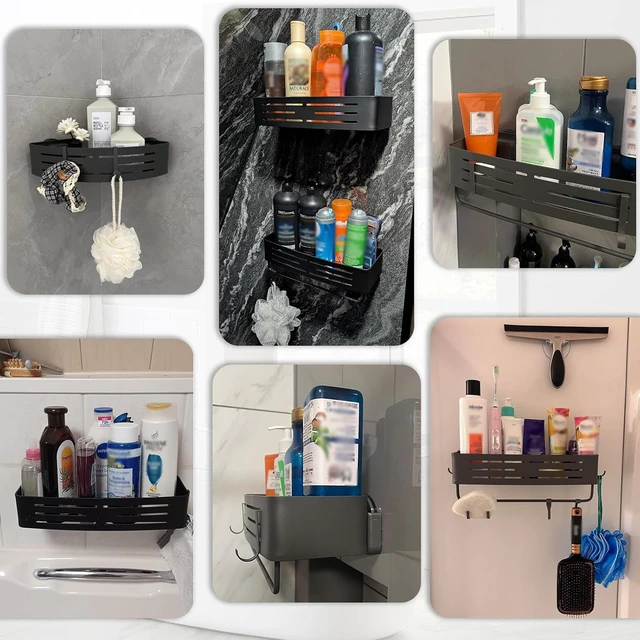 Alt view image 2 of 7 - Gray, Bathroom Organizer, Shower Shelf, Suction Cup Shower Caddy