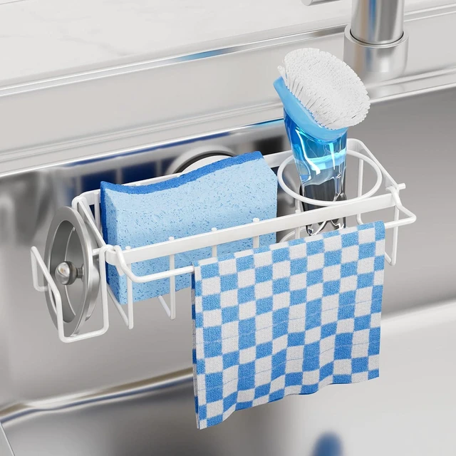 Main image of 4-in-1 Sink Caddy for Kitchen Sink with Strong Suction Cup-White