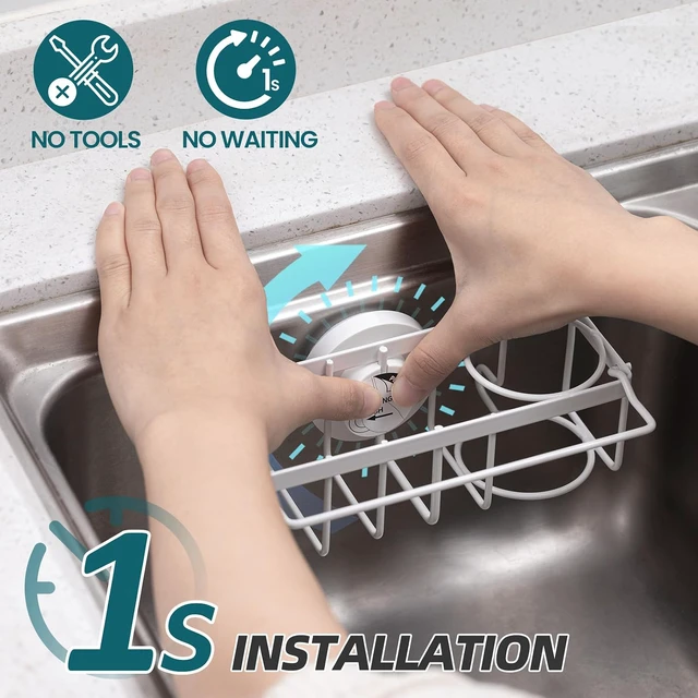 Alt view image 2 of 7 - 4-in-1 Sink Caddy for Kitchen Sink with Strong Suction Cup-White