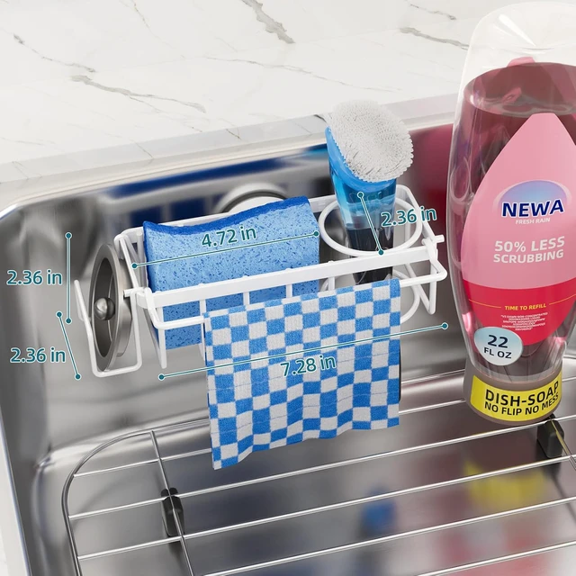 Alt view image 3 of 7 - 4-in-1 Sink Caddy for Kitchen Sink with Strong Suction Cup-White