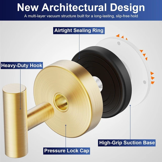 Alt view image 2 of 7 - Suction Cup Hooks for Shower & Towel Hooks for Bathroom
