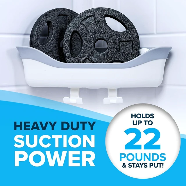 Alt view image 5 of 7 - White, Holds Up To 22 lbs, Corner Suction Cup Shower Caddy