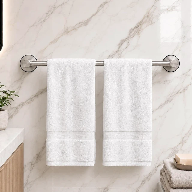 Alt view image 5 of 7 - Adjustable Suction Towel Bar Silver, PawluxeNINE Suction Cup Towel Bar