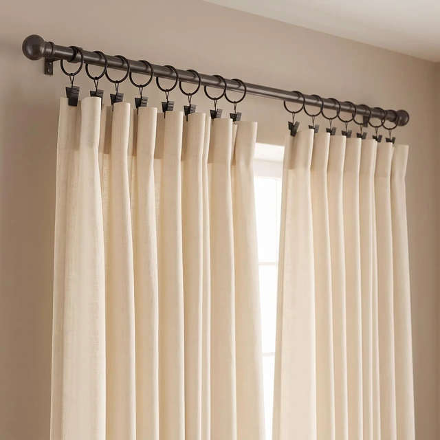 Alt view image 6 of 7 - Bathroom, Living Room, Rustproof Curtain Ring Hooks for Bedroom, 38mm Openable Metal Drapery Rod Rings with Hooks, 80 Pcs 1.5 Inch Black Curtain Rings with Clips