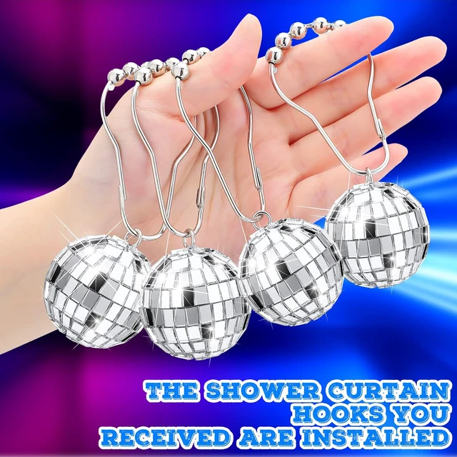 Alt view image 3 of 6 - 70s Theme Party, 12 Pcs Mirror Disco Ball Party Shower Curtain Hooks