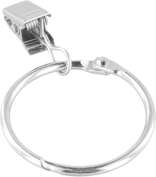 Alt view image 5 of 7 - Bathroom, Living Room, Rustproof Curtain Ring Hooks for Bedroom, Openable Metal Drapery Rod Rings with Hooks, 60 Pcs 1.26 Inch Silver Curtain Rings with Clips