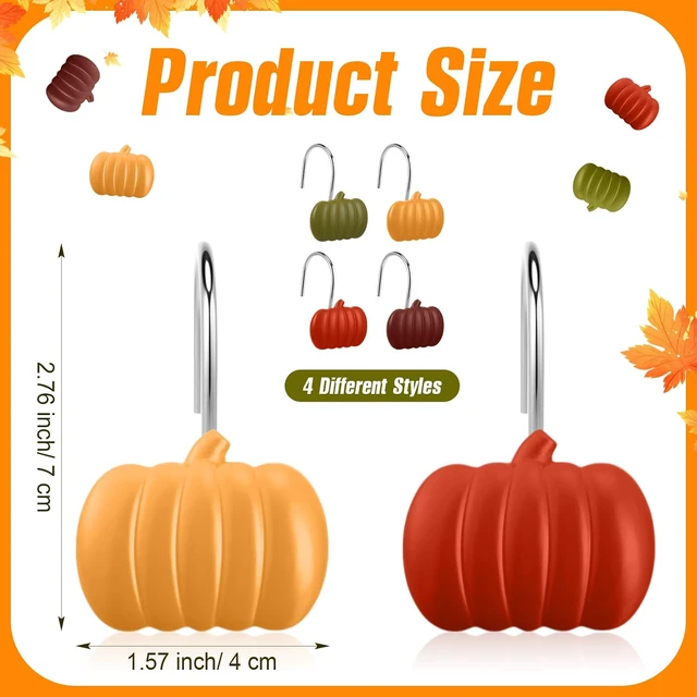 Alt view image 3 of 7 - Pumpkin Shower Hangers, 12 Pcs Fall Shower Curtain Hooks