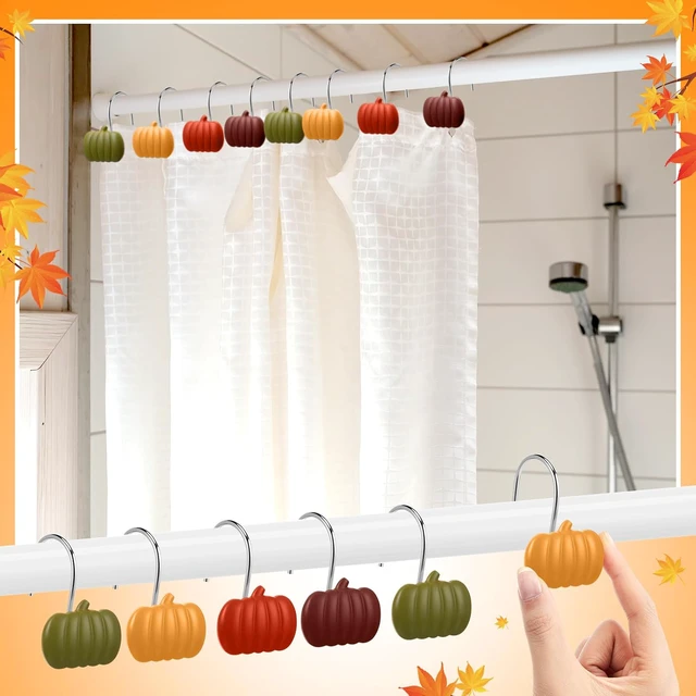 Alt view image 4 of 7 - Pumpkin Shower Hangers, 12 Pcs Fall Shower Curtain Hooks