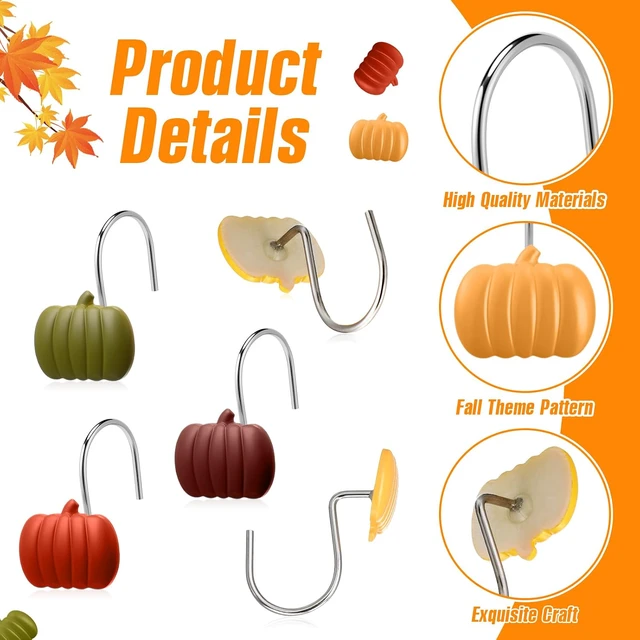 Alt view image 5 of 7 - Pumpkin Shower Hangers, 12 Pcs Fall Shower Curtain Hooks