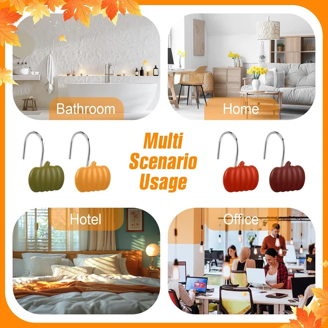 Alt view image 7 of 7 - Pumpkin Shower Hangers, 12 Pcs Fall Shower Curtain Hooks