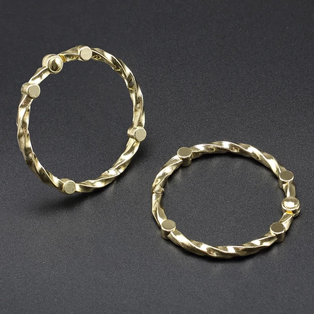 Alt view image 3 of 7 - Set of 12 Premium Metal Shower Rings Hangers HK5# Circle Ring Design, Brass Rustproof Decorative Shower Hooks for Bathroom Shower Curtain Rods, Gold Shower Curtain Rings