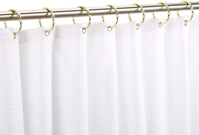 Alt view image 5 of 7 - Set of 12 Premium Metal Shower Rings Hangers HK5# Circle Ring Design, Brass Rustproof Decorative Shower Hooks for Bathroom Shower Curtain Rods, Gold Shower Curtain Rings