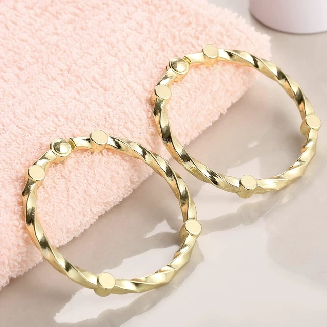 Alt view image 6 of 7 - Set of 12 Premium Metal Shower Rings Hangers HK5# Circle Ring Design, Brass Rustproof Decorative Shower Hooks for Bathroom Shower Curtain Rods, Gold Shower Curtain Rings