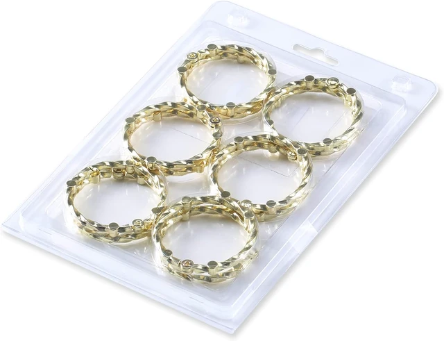 Alt view image 7 of 7 - Set of 12 Premium Metal Shower Rings Hangers HK5# Circle Ring Design, Brass Rustproof Decorative Shower Hooks for Bathroom Shower Curtain Rods, Gold Shower Curtain Rings