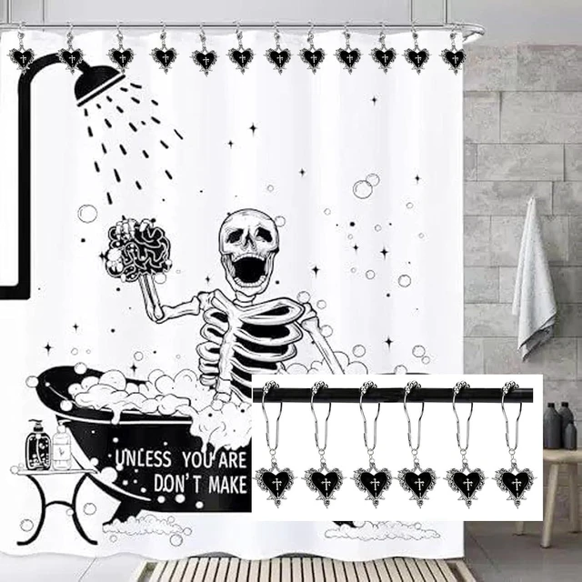 Alt view image 4 of 7 - 12Pcs Heart Cross Decorative Shower Rings, Halloween Shower Curtain Hooks