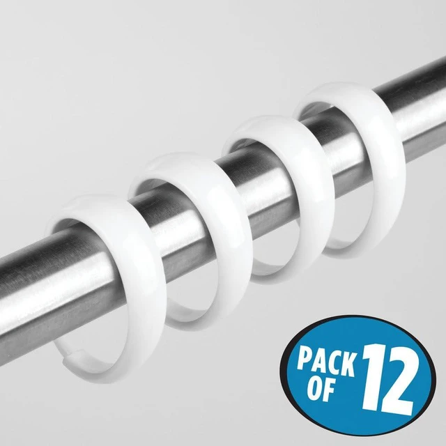 Alt view image 3 of 3 - White, InterDesign Bathroom Shower Curtain "C" Hook - Pack of 12