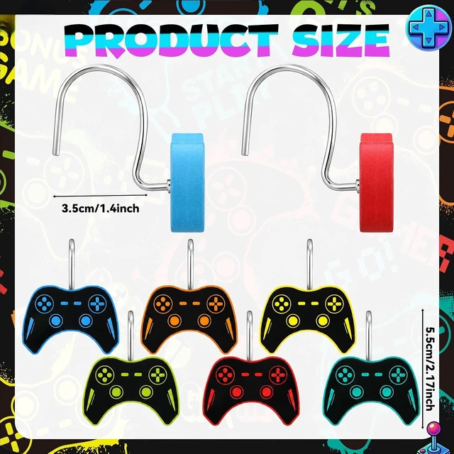 Alt view image 3 of 6 - 12 Pcs Game Shower Curtain Hooks Video Game Controller Decorative Shower Curtain Hangers Rust Hooks Rings for Bathroom Rods Curtains Bedroom Restroom Decoration