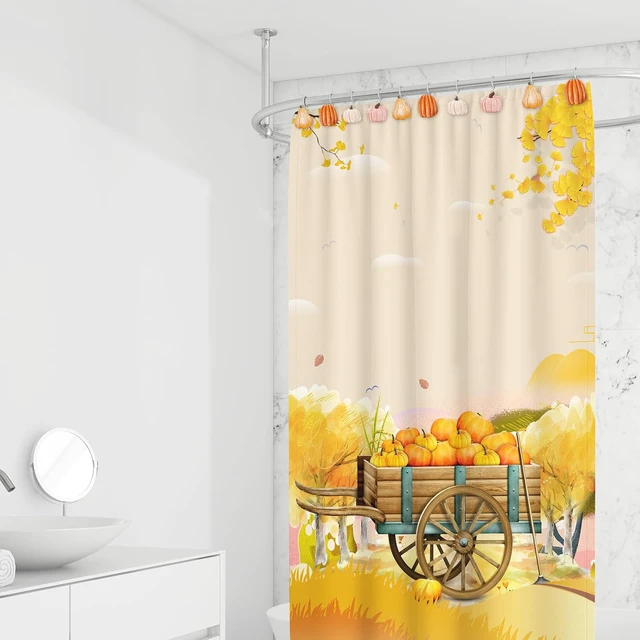 Alt view image 6 of 7 - 12 Pcs Fall Shower Curtain Hooks 4 Designs Pumpkin Curtain Rings Autumn Thanksgiving Decorative Hanger Hooks for Bedroom Bathroom Decor
