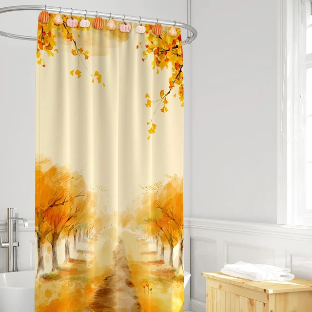 Alt view image 7 of 7 - 12 Pcs Fall Shower Curtain Hooks 4 Designs Pumpkin Curtain Rings Autumn Thanksgiving Decorative Hanger Hooks for Bedroom Bathroom Decor