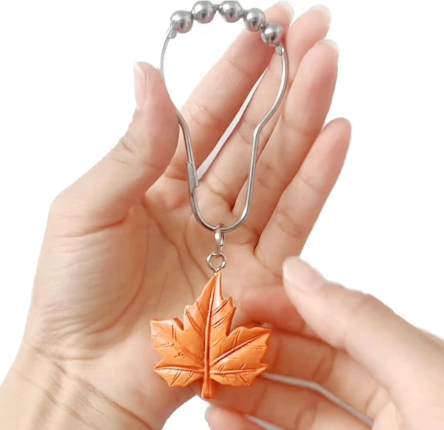 Alt view image 4 of 6 - Pumpkin Maple Leaves Shower Curtain Hooks, Fall Shower Curtain Hooks